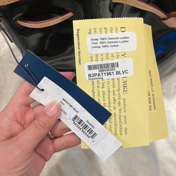 Dooney & Bourke Italian Patent Drawstring Signature Leathers Patent Collection - Picture 12 of 14